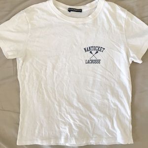 Brandy Melville white Nantucket lacrosse tee